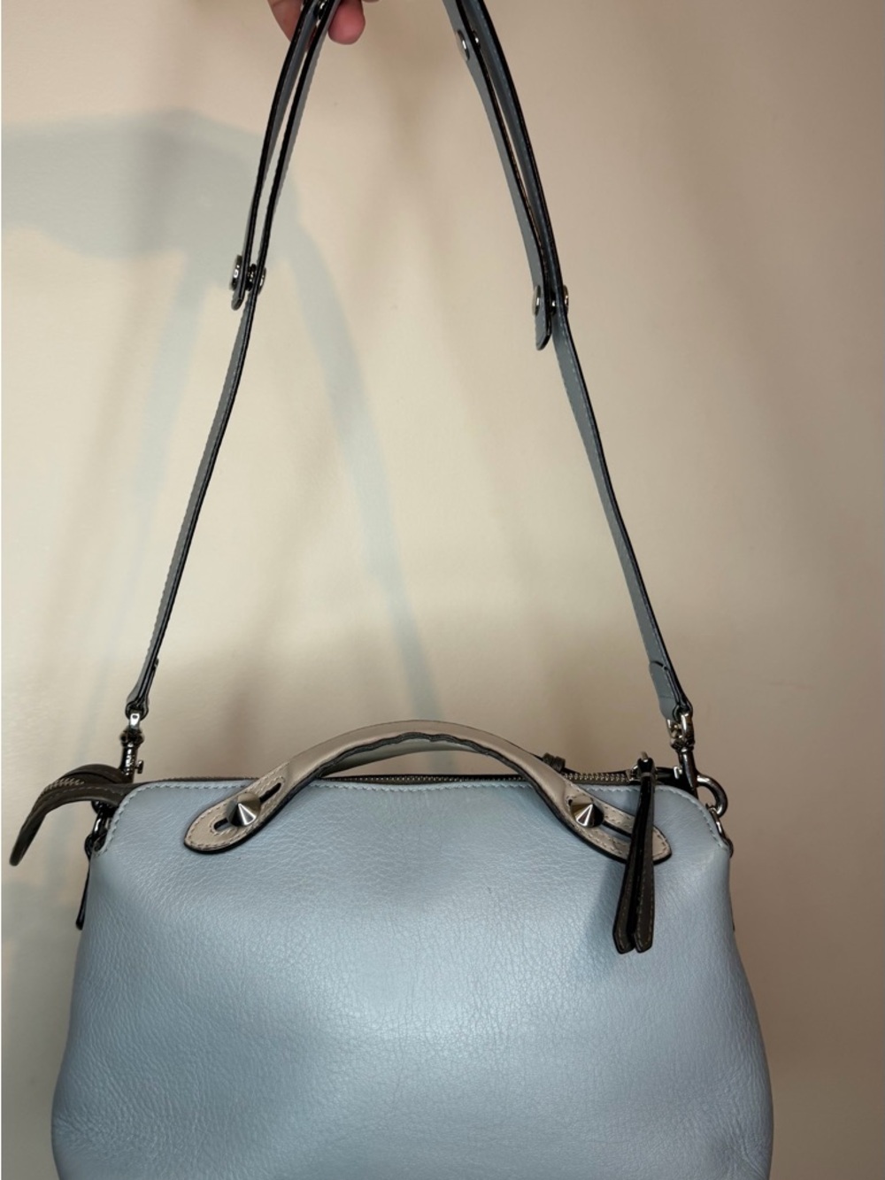 Fendi By the Way Medium Leather 2 Way Handbag Blue